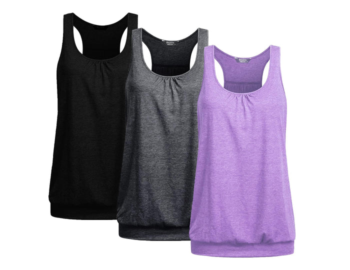 Beyove Women’s 3-Pack Plus-Size Racerback Yoga Tank Tops