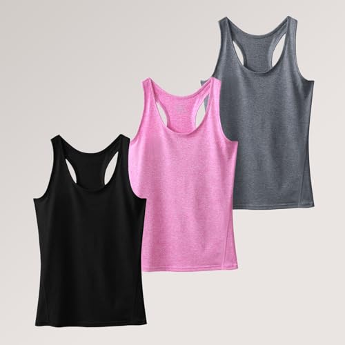 Workout Tank Tops for Women 3Pack Athletic Racerback Sports Compression Sleeveless Dry Fit Shirts