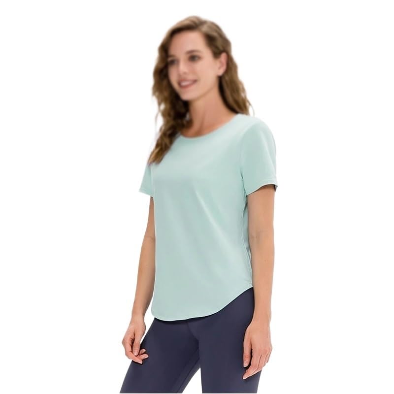 MVUYO Women's Top Short Sleeve Sports T-Shirt Loose Fitness Yoga Top Shirt Casual Running Top Shirt