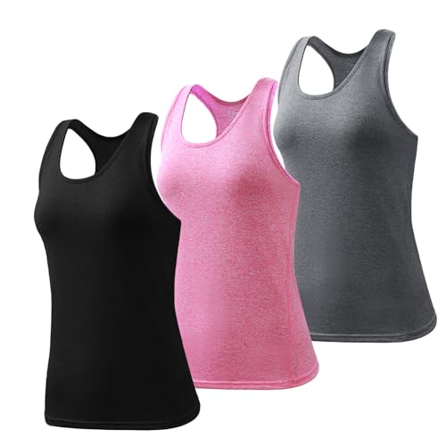Workout Tank Tops for Women 3Pack Athletic Racerback Sports Compression Sleeveless Dry Fit Shirts