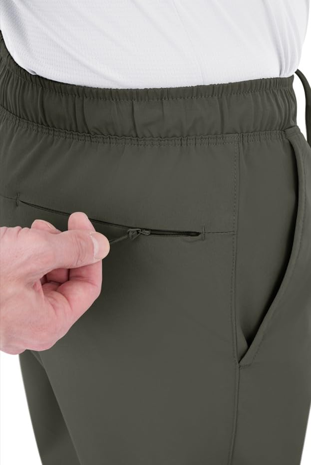 Skora Men's Woven Stretch Running Joggers with Back Zip and Side Pockets