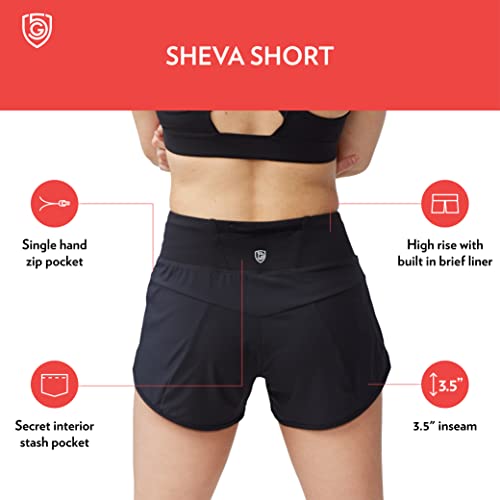 GOAL FIVE Sheva 3.5" Lined High Rise Running Shorts for Women, Performance Athletic Short, Womens Workout Shorts, Black, XL