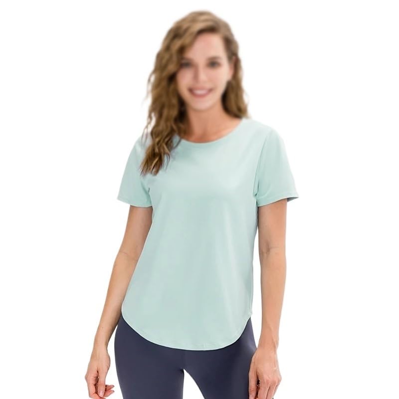 MVUYO Women's Top Short Sleeve Sports T-Shirt Loose Fitness Yoga Top Shirt Casual Running Top Shirt