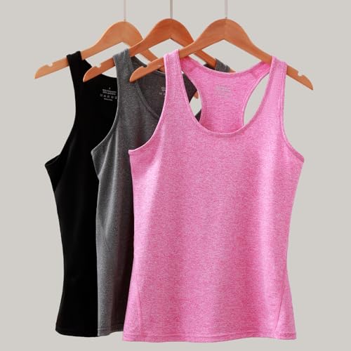 Workout Tank Tops for Women 3Pack Athletic Racerback Sports Compression Sleeveless Dry Fit Shirts