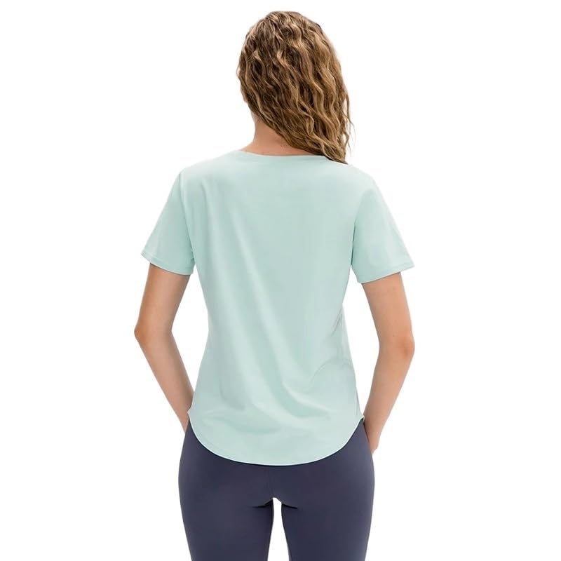 MVUYO Women's Top Short Sleeve Sports T-Shirt Loose Fitness Yoga Top Shirt Casual Running Top Shirt