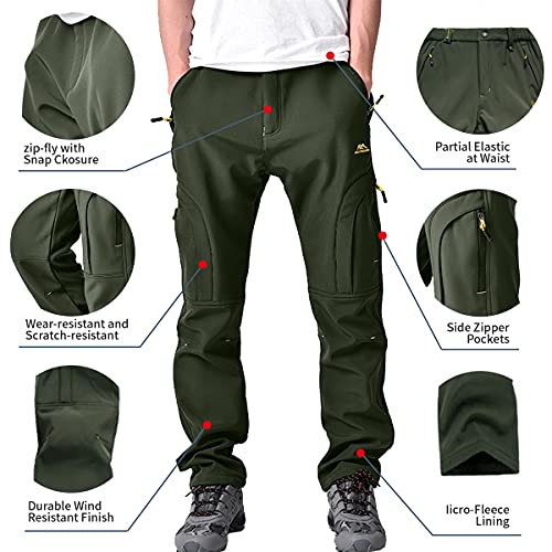 Toomett Men’s Fleece-Lined Water-Repellent Snow Hiking Pants