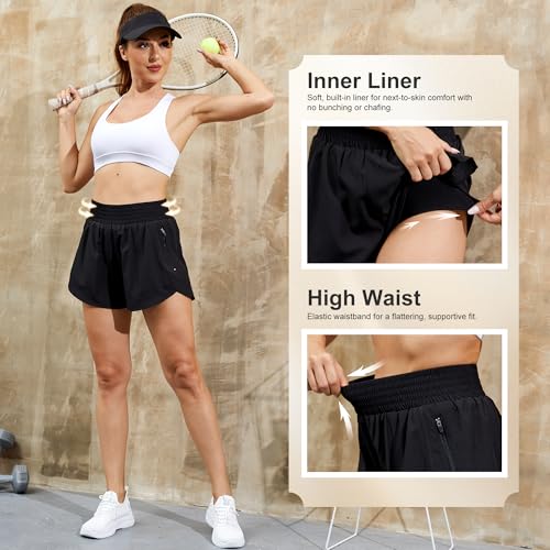 CE' CERDR 5 Pack Women's Athletic Workout Short High Waisted Running Shorts