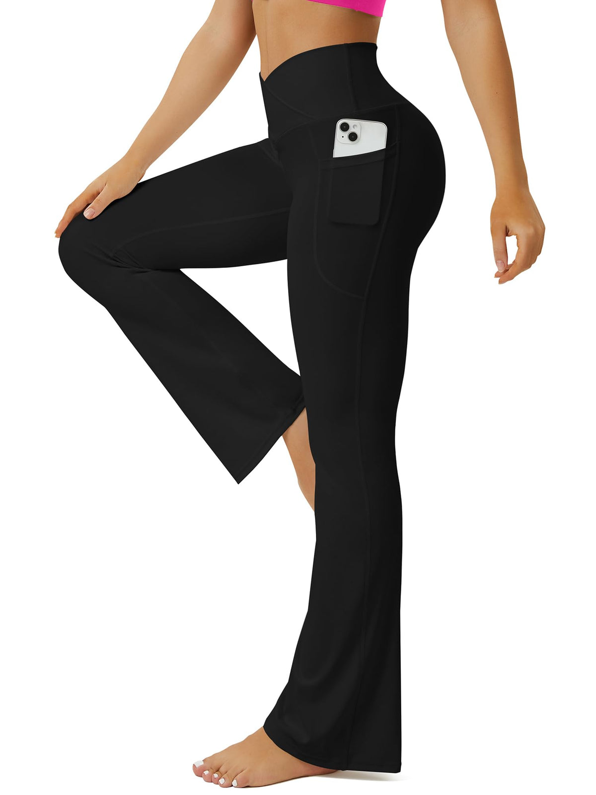FOHOFO Women’s Crossover High-Waist Flare Yoga Pants