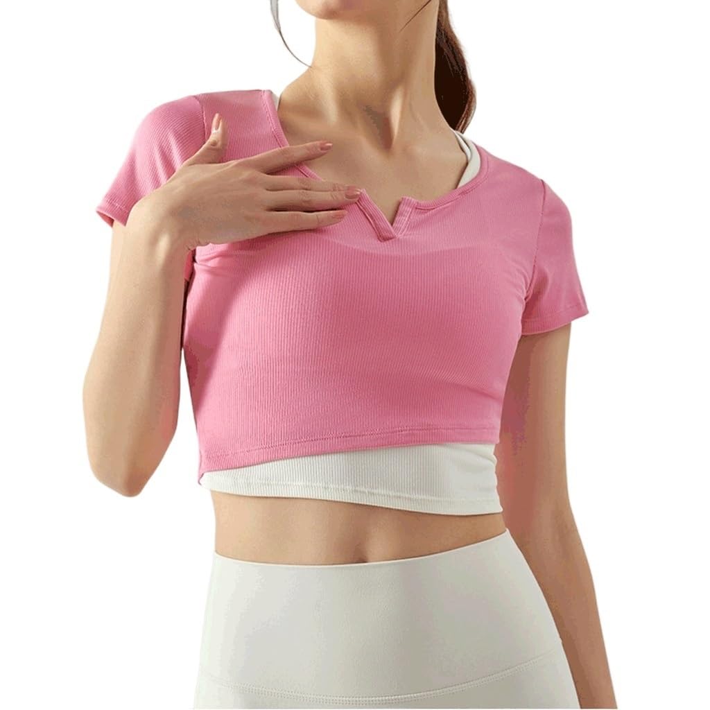 QWERAXZG Yoga Top for Women Sport Shirt Fitness Gym Running Female Sports(D,M Code)