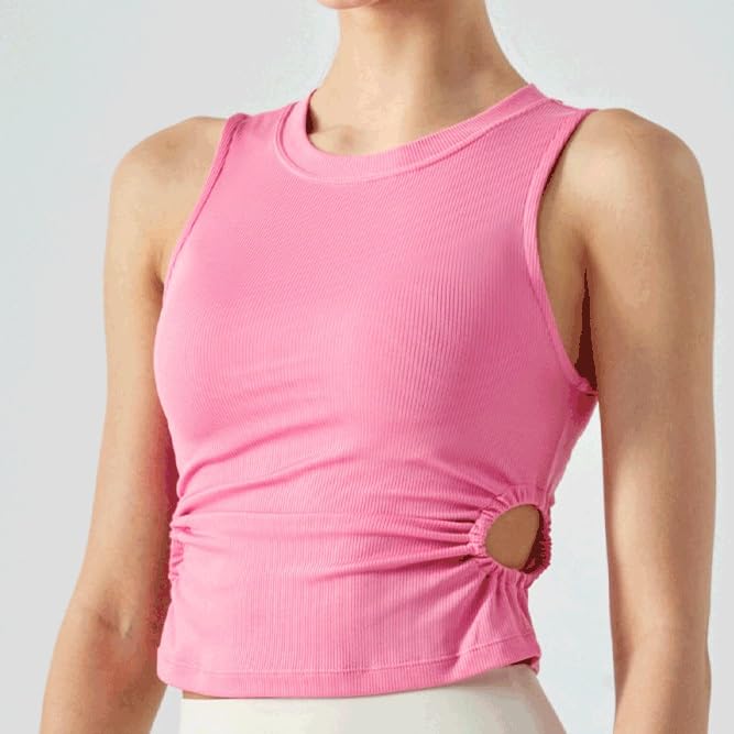 QWERAXZG Women’s High-Neck Built-In Bra Workout Tank Top