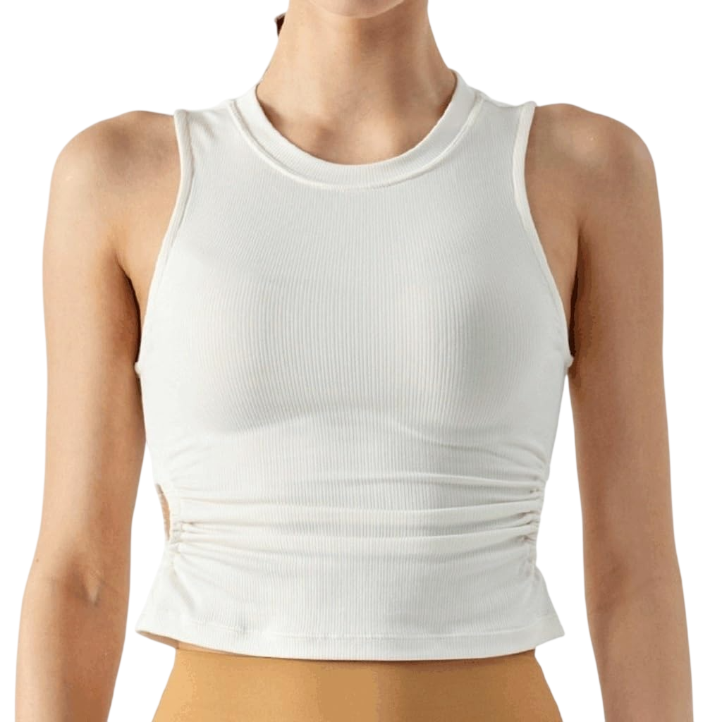 QWERAXZG Women’s High-Neck Built-In Bra Workout Tank Top