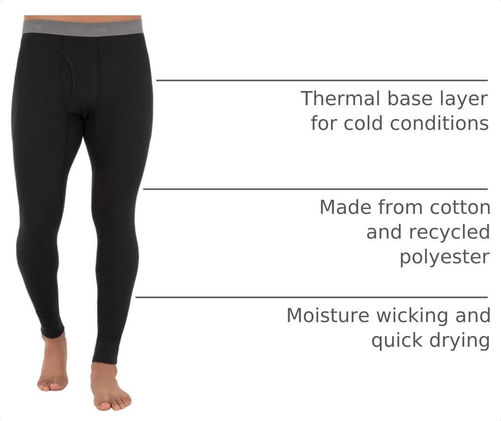 Fruit of the Loom Men’s Waffle Thermal Long Johns Bottoms
