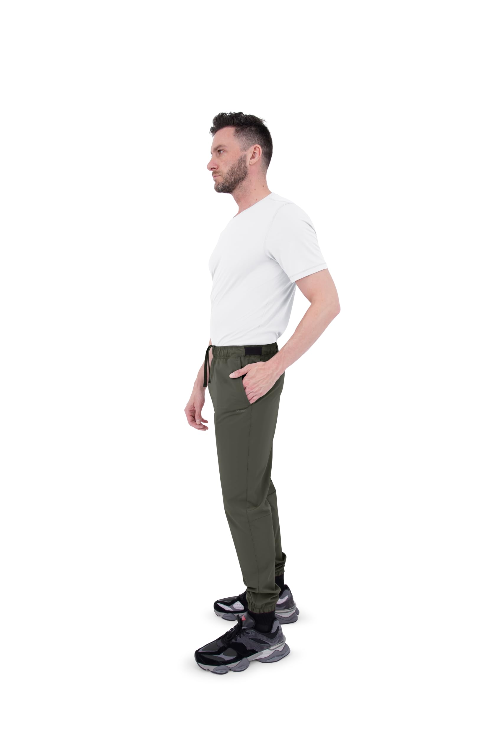 Skora Men's Woven Stretch Running Joggers with Back Zip and Side Pockets