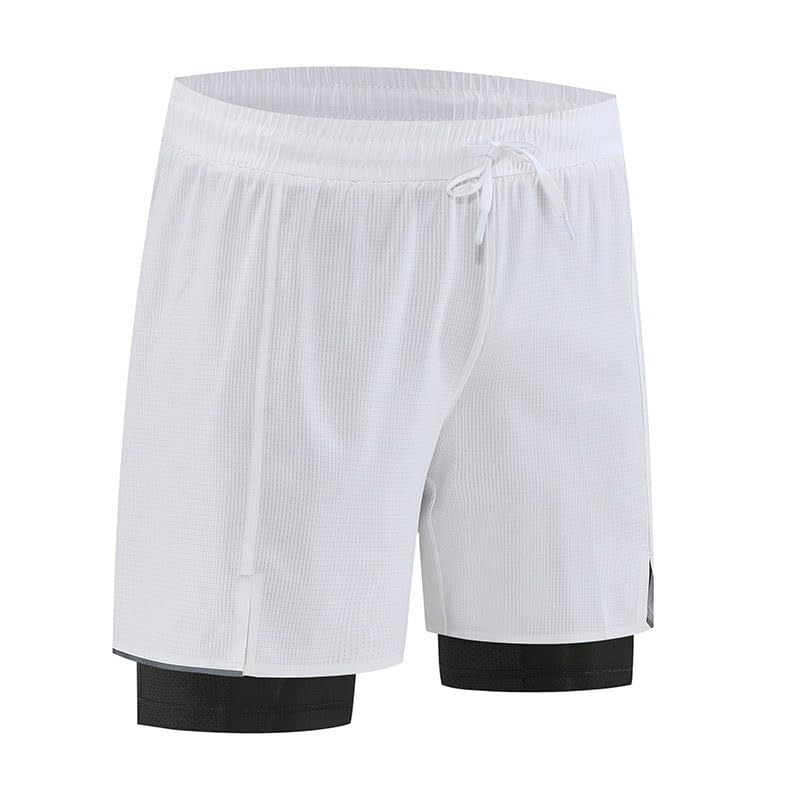 ASWRTYJO Men's 2 in 1 Athletic Shorts Quick Dry Lined Running for Training