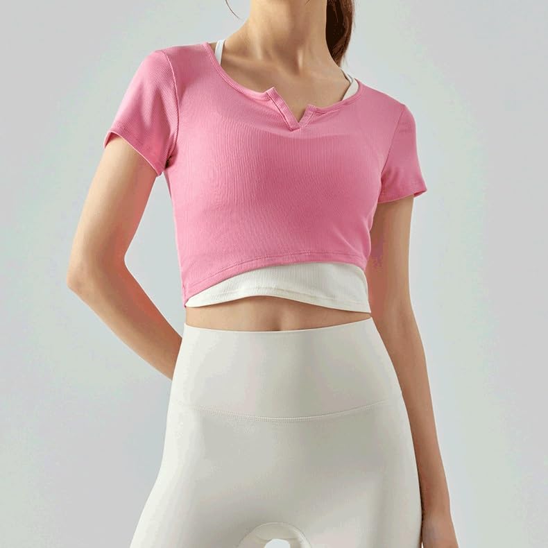 QWERAXZG Yoga Top for Women Sport Shirt Fitness Gym Running Female Sports(D,M Code)