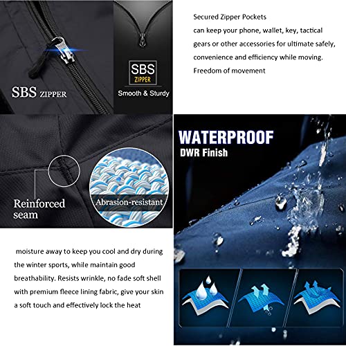 Toomett Men’s Fleece-Lined Water-Repellent Snow Hiking Pants