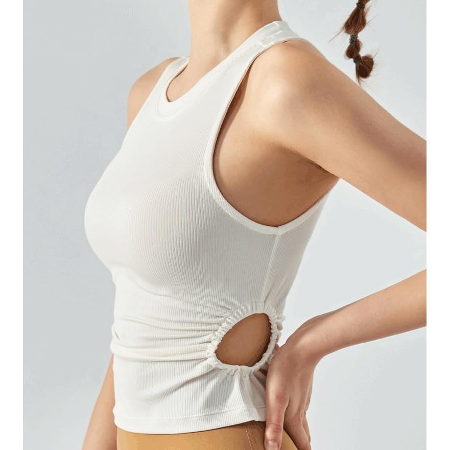 QWERAXZG Women’s High-Neck Built-In Bra Workout Tank Top