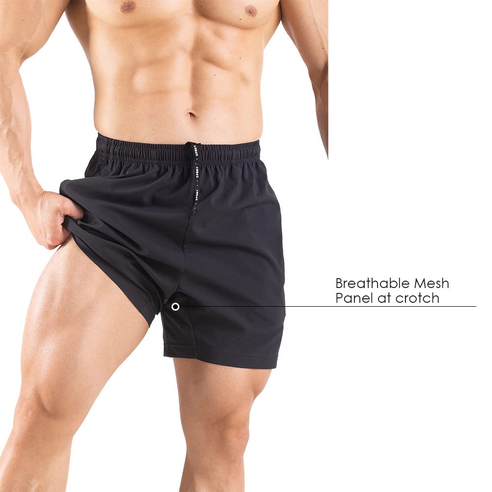 Gaglg Men's 5" Running Shorts 2 Pack Quick Dry Athletic Workout Gym Shorts with Zipper Pockets