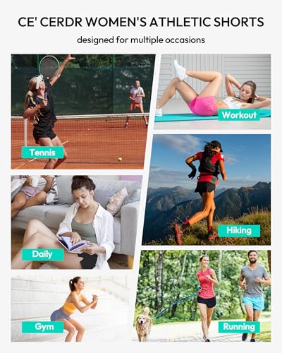 CE' CERDR 5 Pack Women's Athletic Workout Short High Waisted Running Shorts