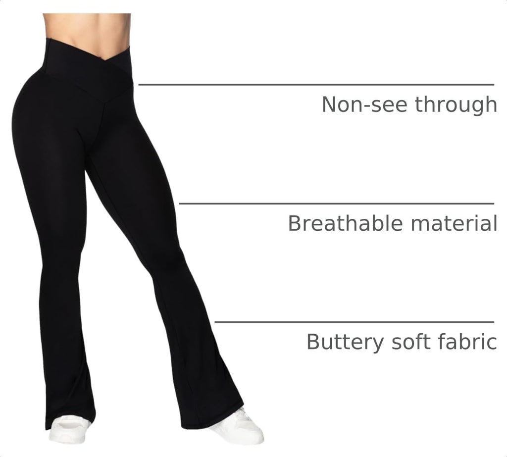 Sunzel Women’s Crossover High-Waist Flare Yoga Leggings