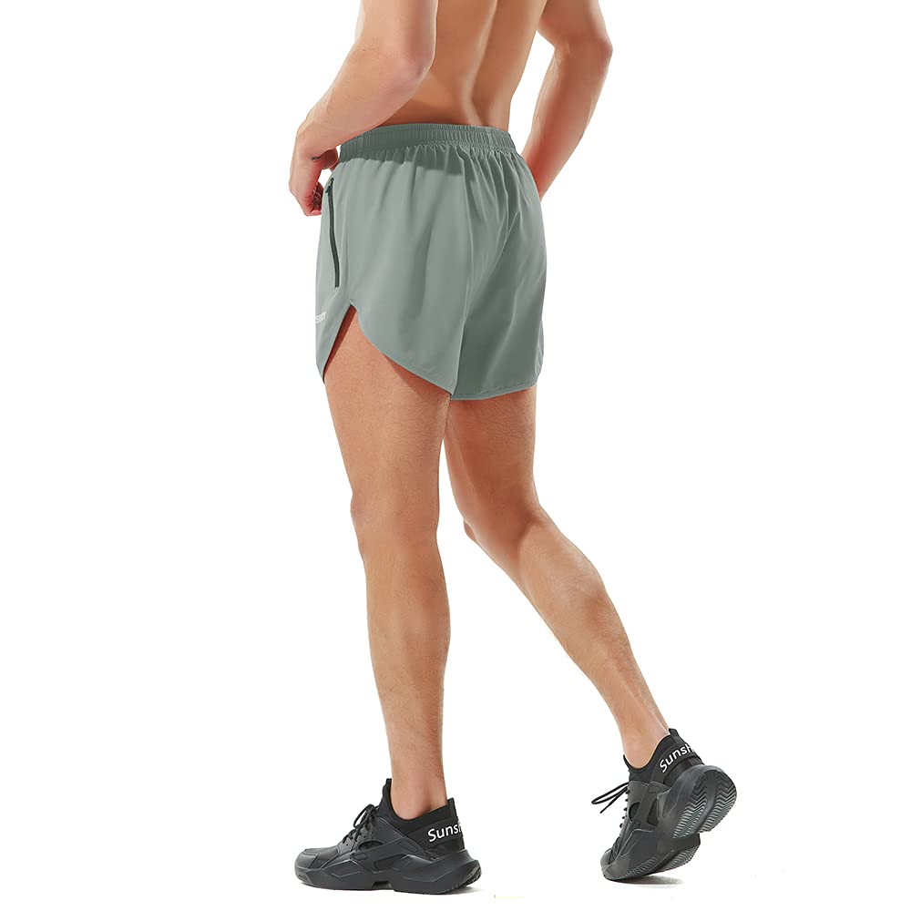 TENJOY Men's Running Shorts Gym Athletic Workout Shorts for Men 3 inch Sports Shorts with Zipper Pocket