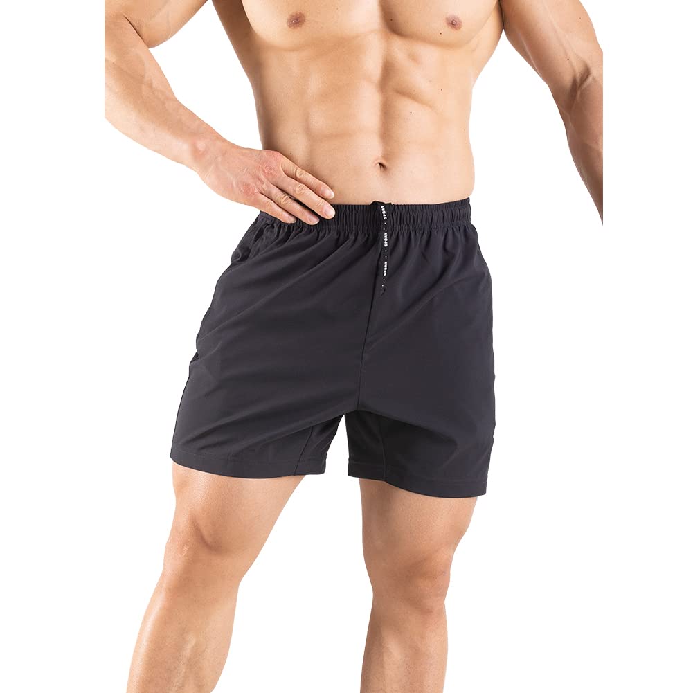 Gaglg Men's 5" Running Shorts 2 Pack Quick Dry Athletic Workout Gym Shorts with Zipper Pockets