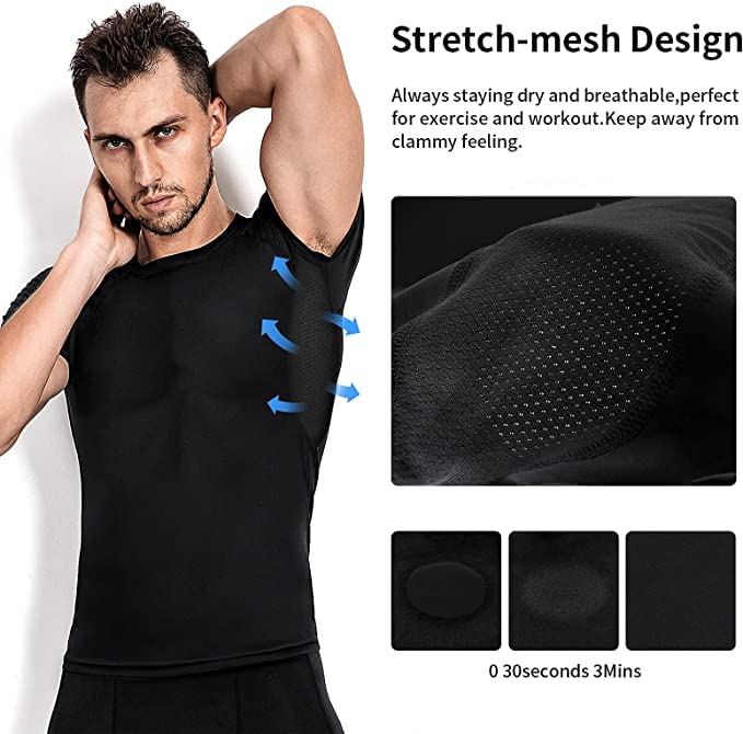 Niksa Men's Compression Shirts 3/5 Pack,Short Sleeve Athletic Compression Tops Cool Dry Workout T Shirt