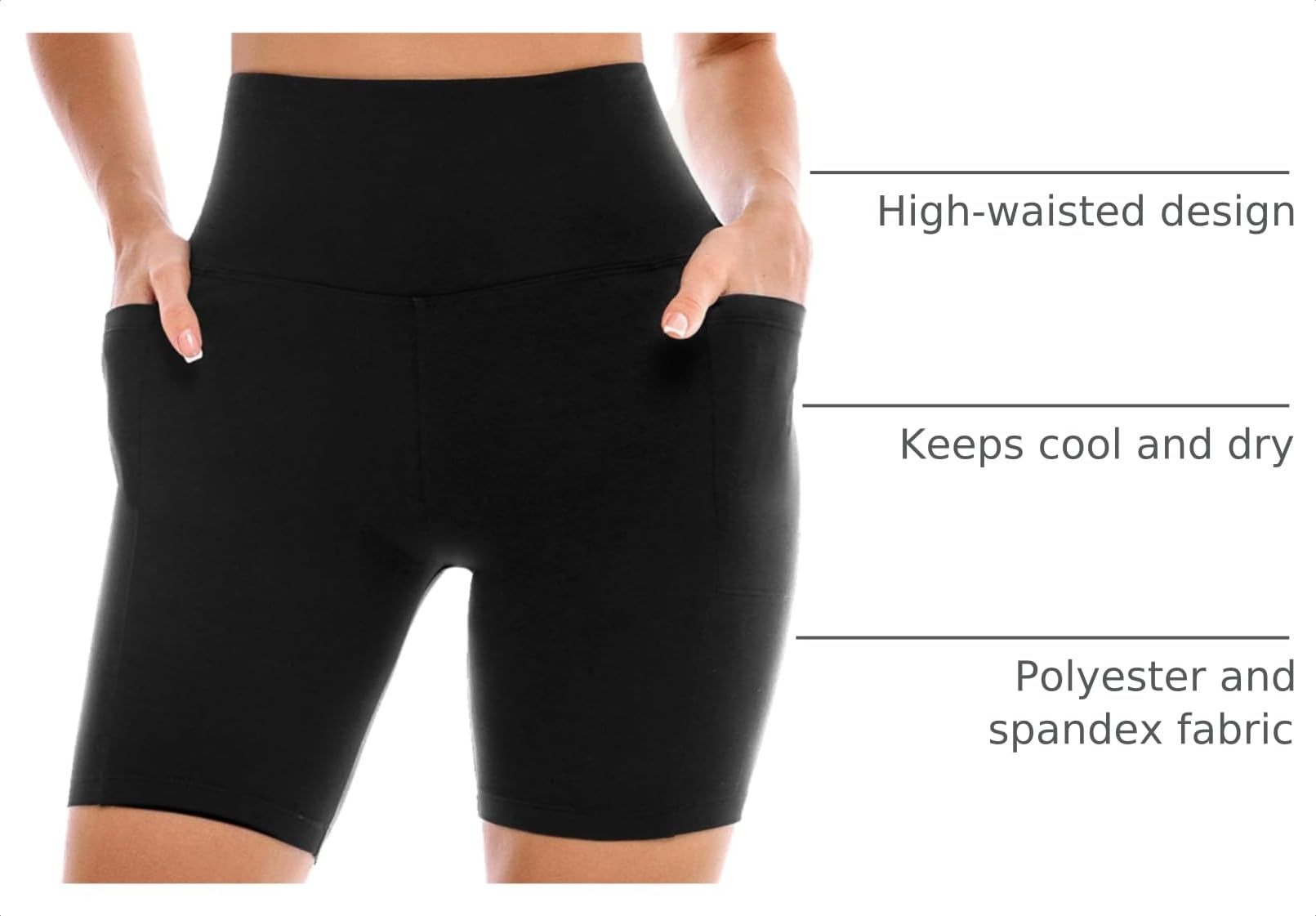 Leafigure 2 Pack Womens Biker Shorts with Pockets 6"