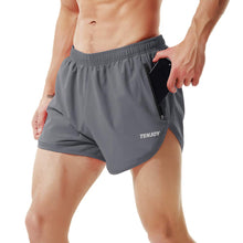 TENJOY Men’s 3-Inch Athletic Running Shorts with Zipper Pocket