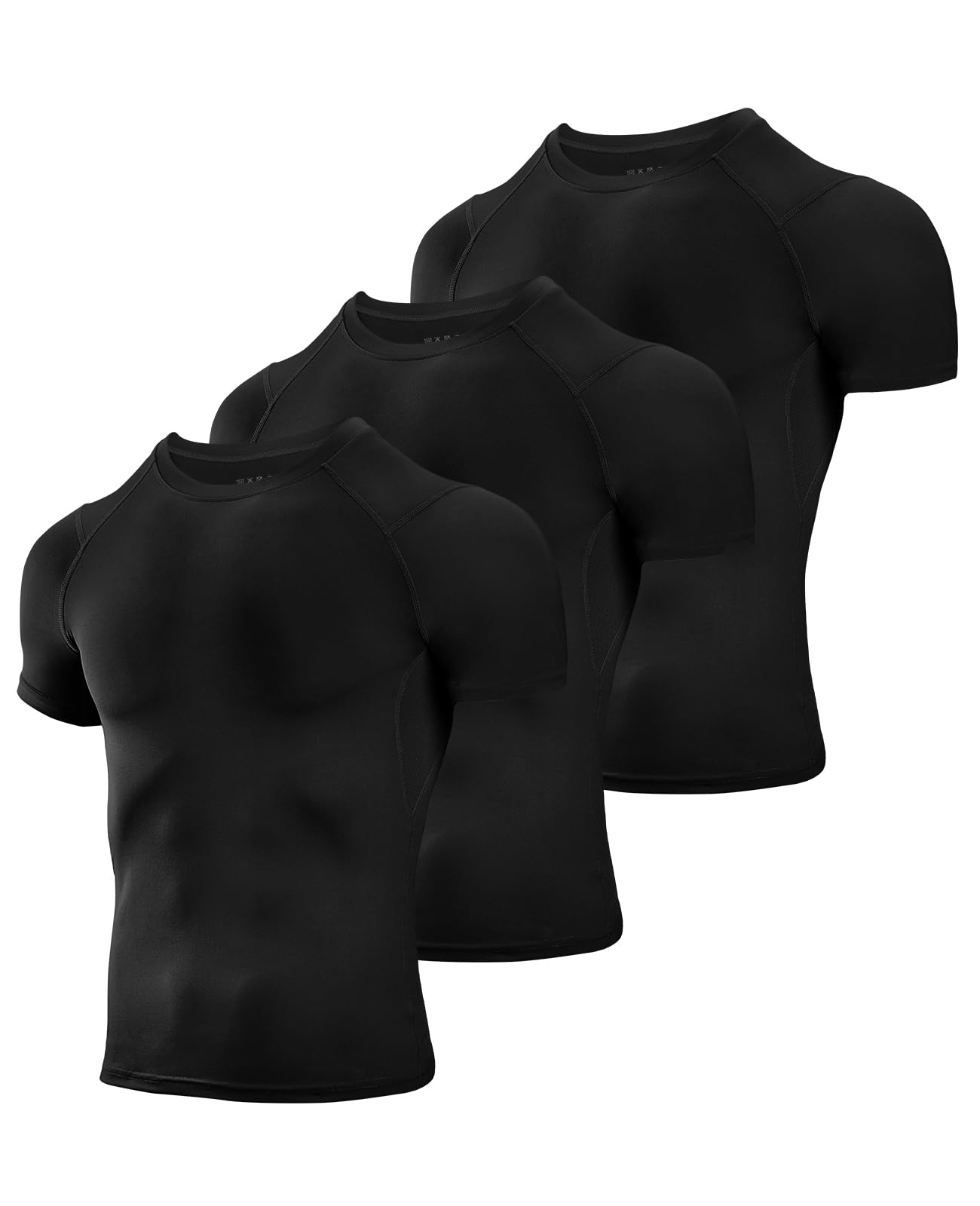 Niksa Men's Compression Shirts 3/5 Pack,Short Sleeve Athletic Compression Tops Cool Dry Workout T Shirt