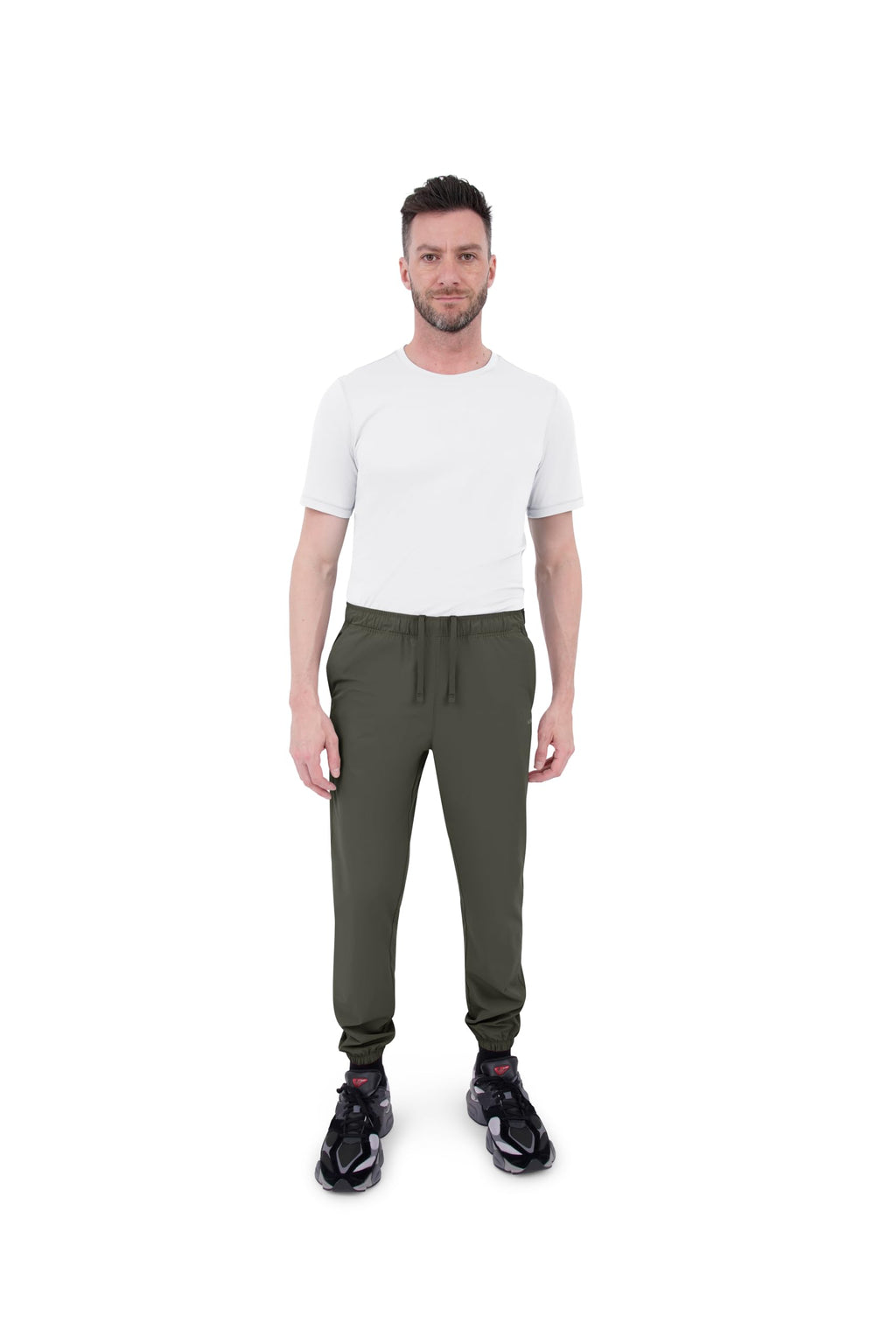 Skora Men's Woven Stretch Running Joggers with Back Zip and Side Pockets