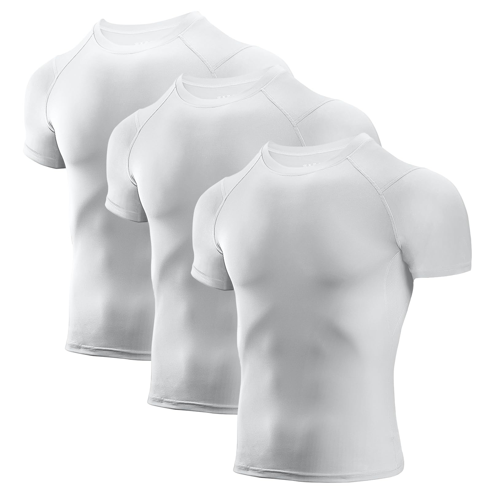 Niksa Men's Compression Shirts 3/5 Pack,Short Sleeve Athletic Compression Tops Cool Dry Workout T Shirt