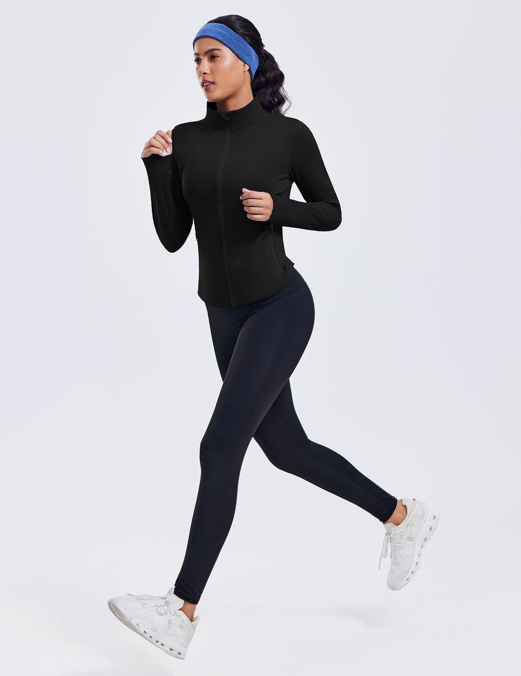 PINSPARK Women’s Cropped Lightweight Full-Zip Running Jacket