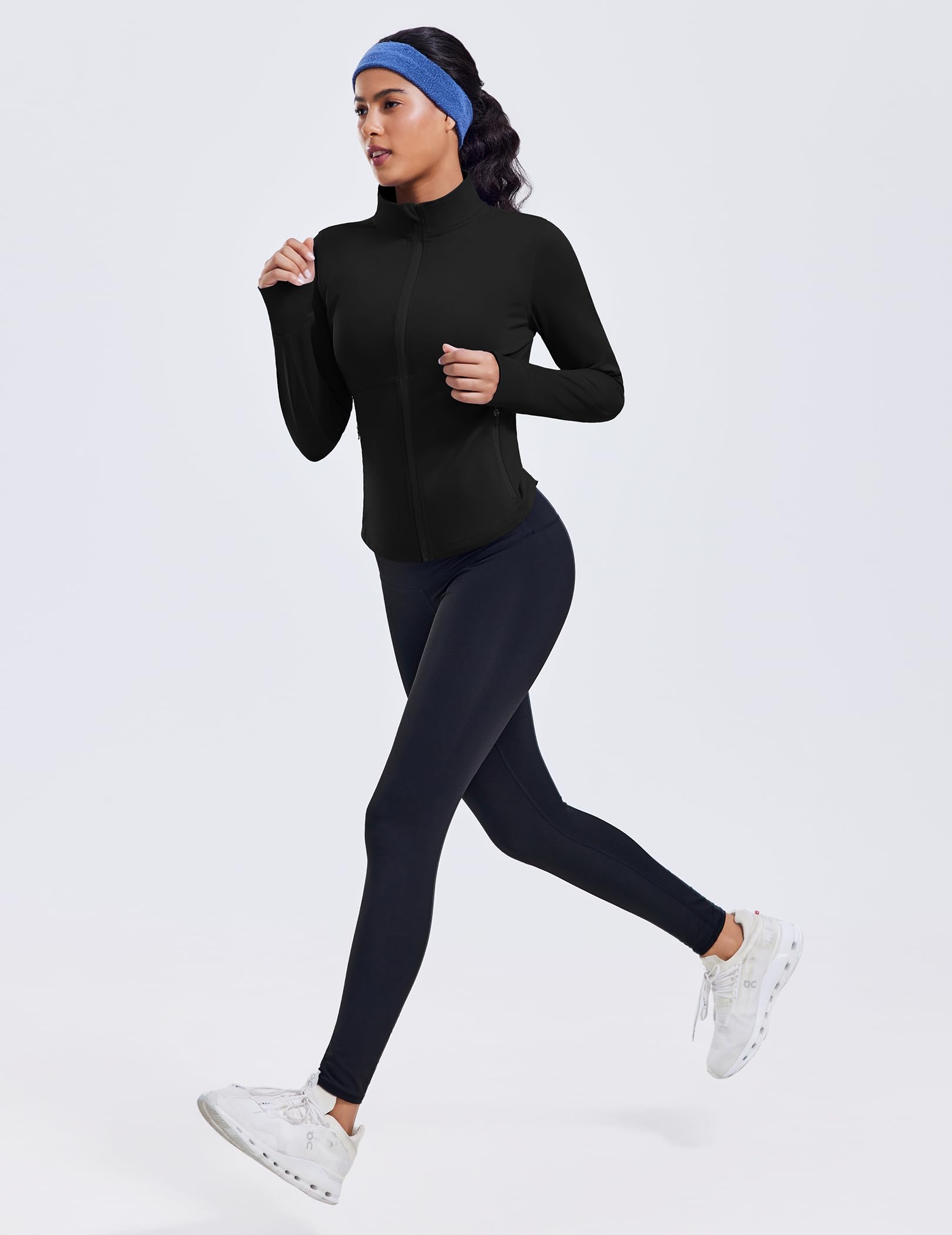 PINSPARK Women’s Cropped Lightweight Full-Zip Running Jacket