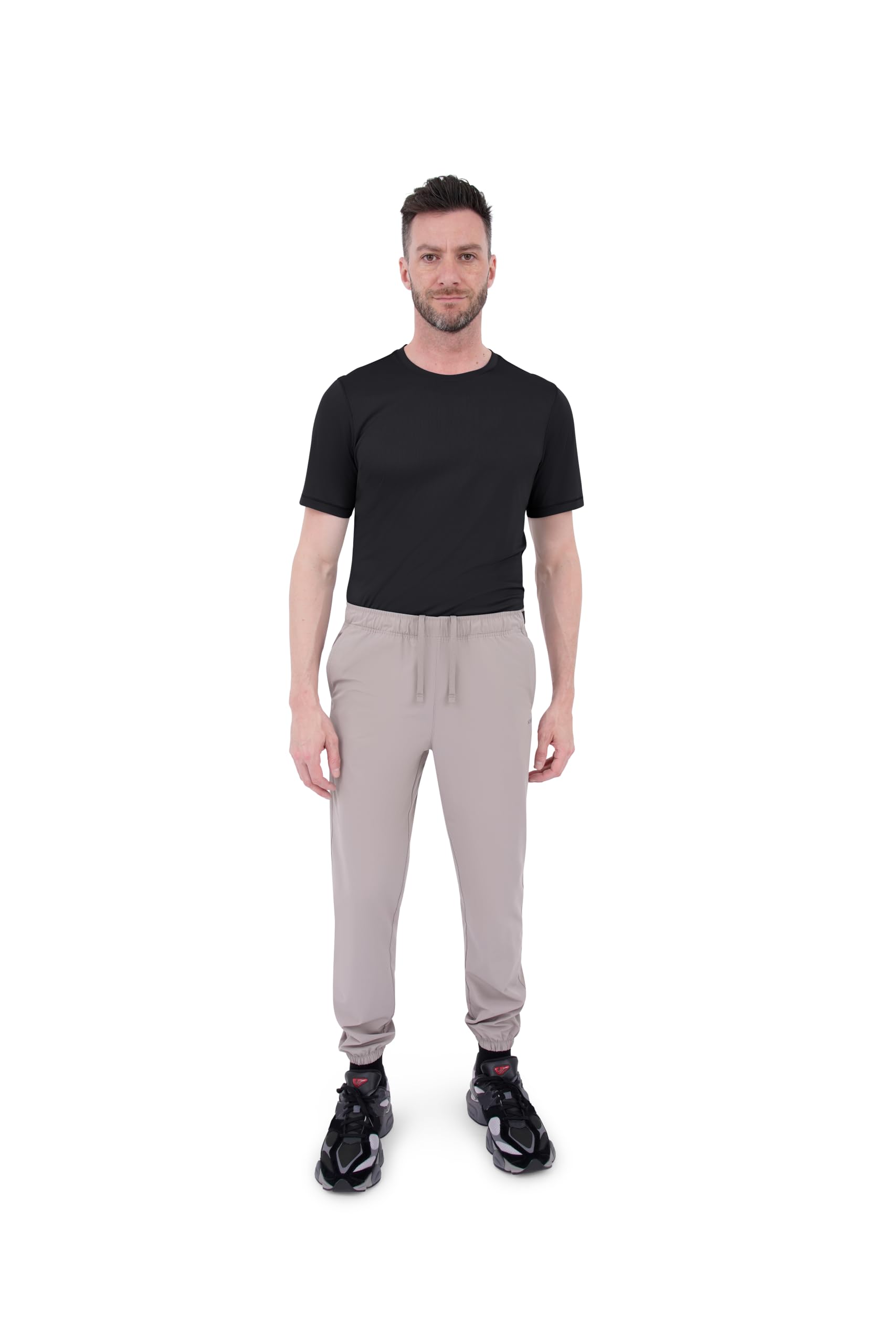 Skora Men's Woven Stretch Running Joggers with Back Zip and Side Pockets