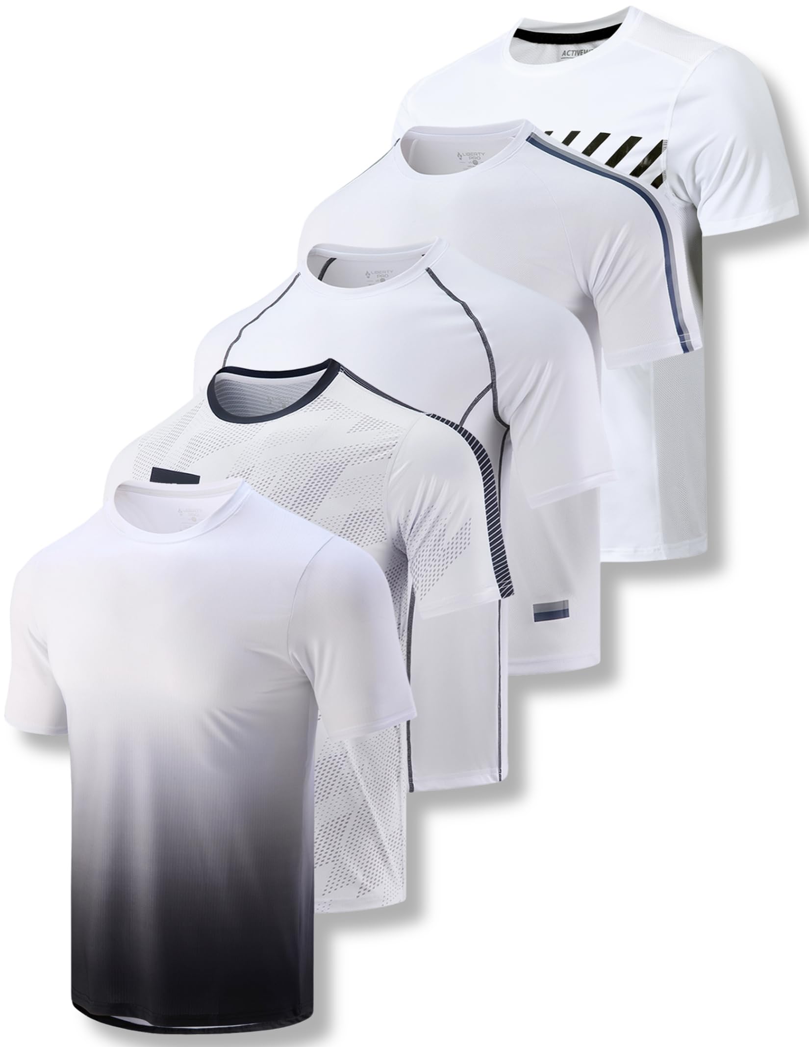 Men’s 5-Pack Quick-Dry Athletic Training T-Shirts