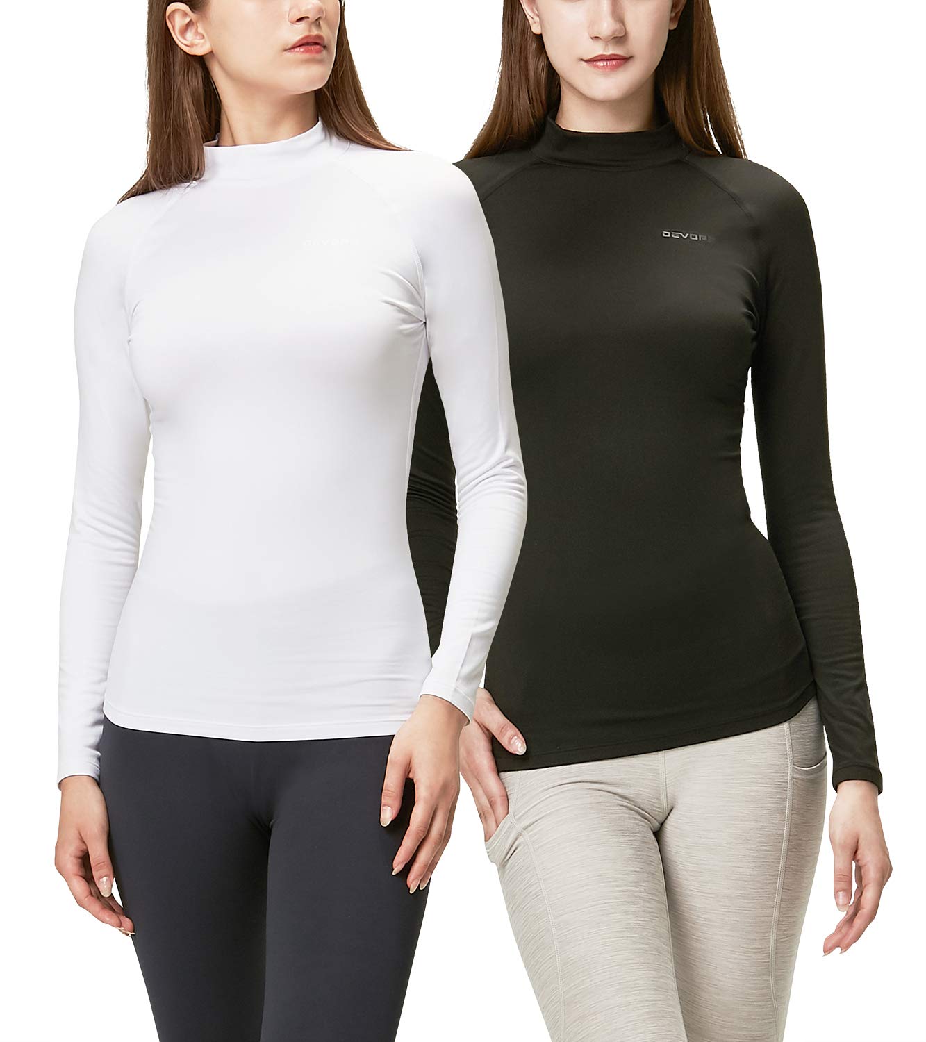 DEVOPS Women’s 2-Pack Thermal Turtleneck Compression Tops