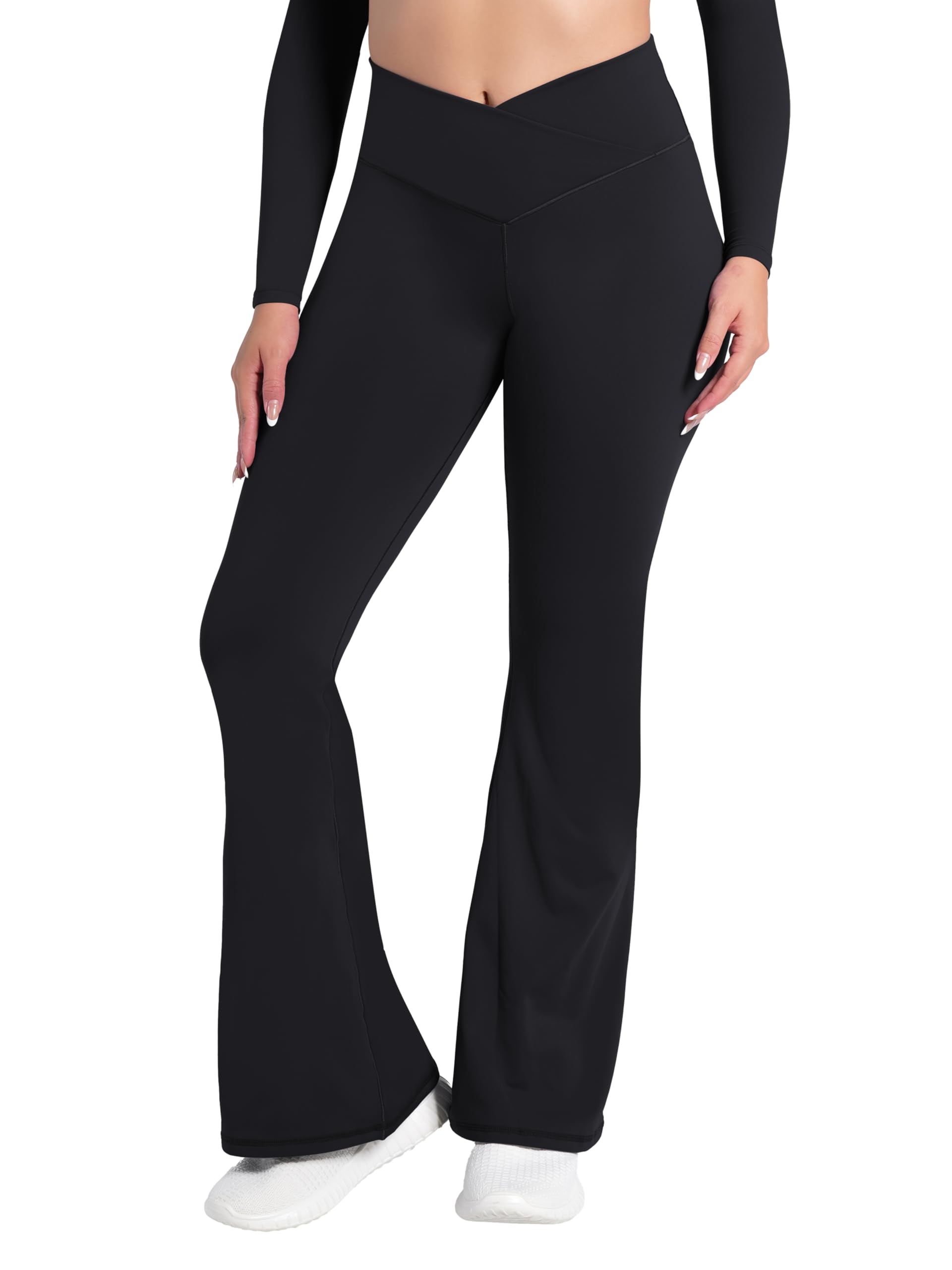 Sunzel Women’s Crossover High-Waist Flare Yoga Leggings