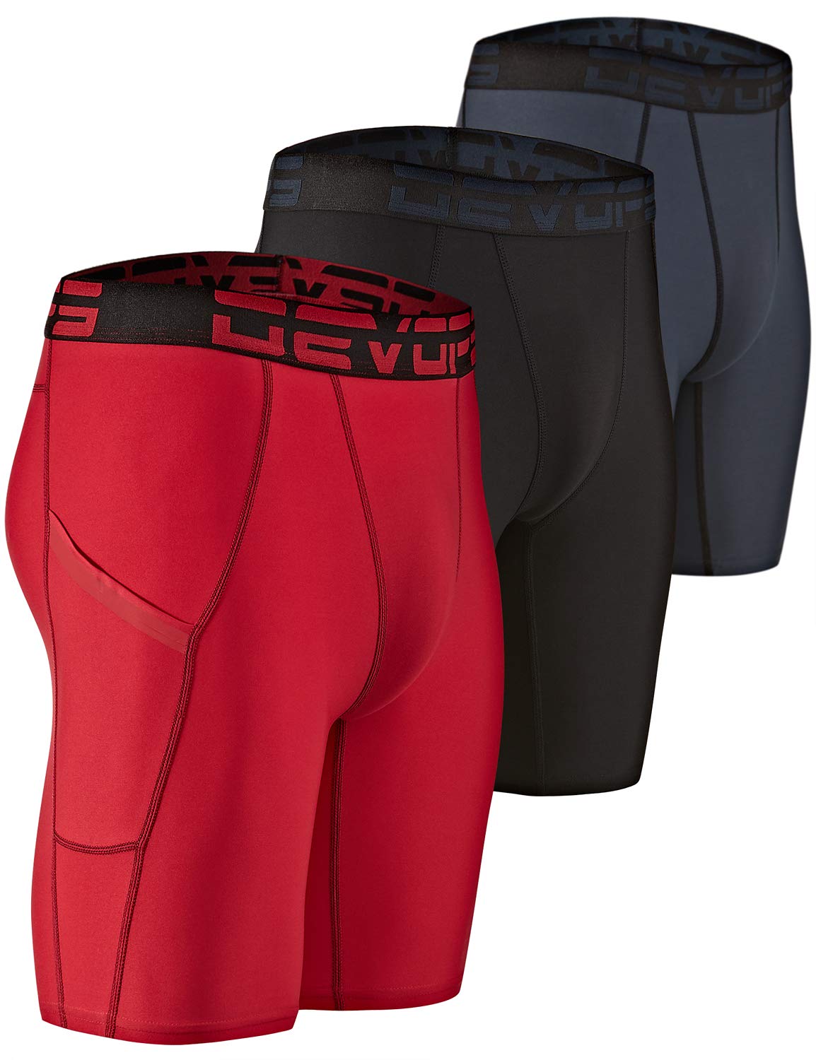 DEVOPS 3 or 5 Pack Men's Compression Shorts with Pocket/Non-Pocket