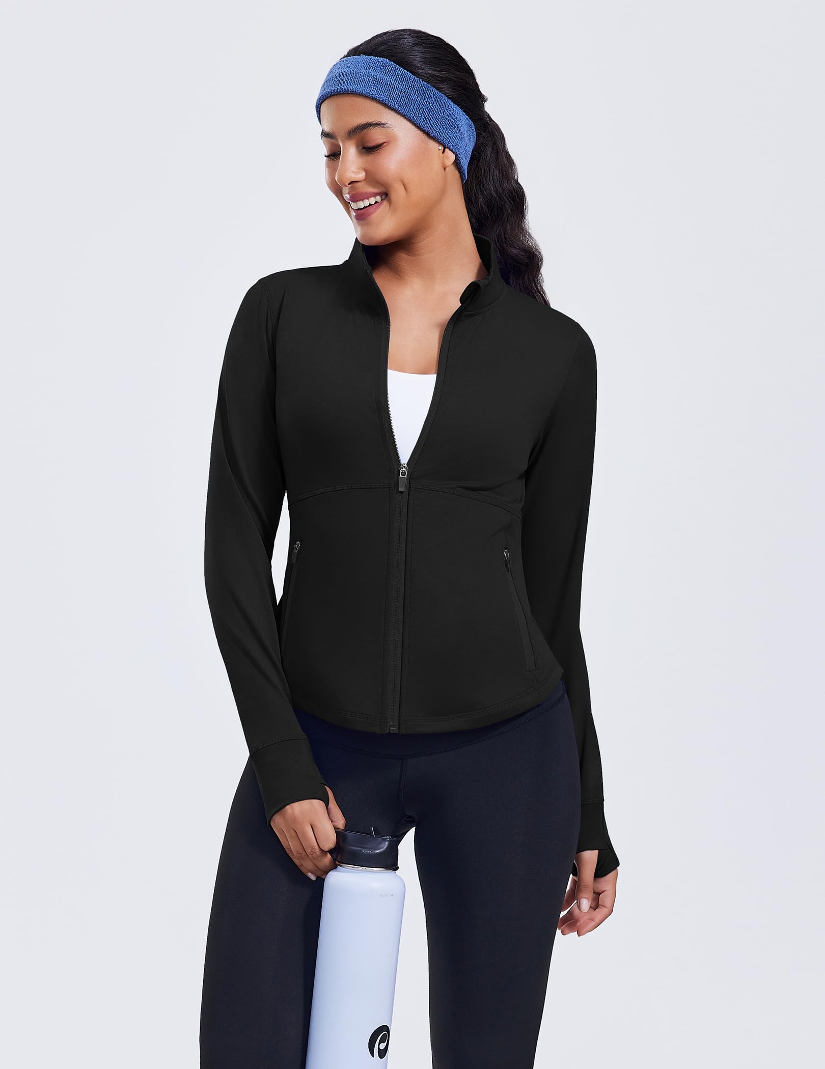 PINSPARK Women’s Cropped Lightweight Full-Zip Running Jacket