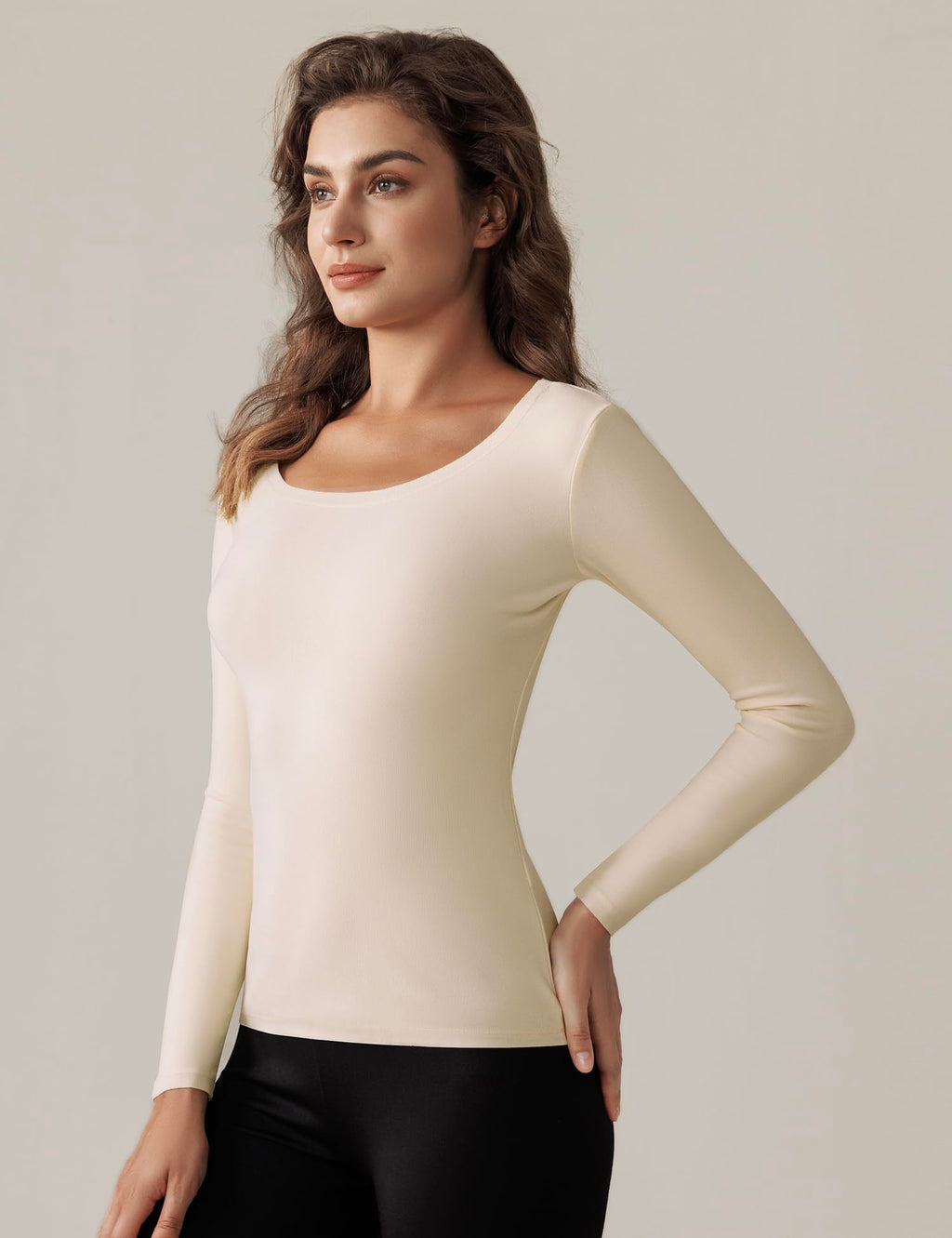 Bonneuitbebe Women’s Fleece-Lined Thermal Long-Sleeve Shirt