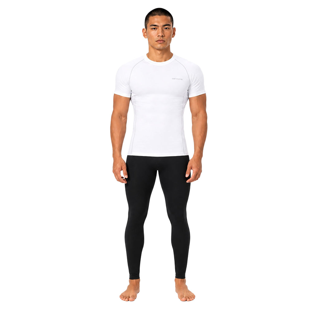 DEVOPS 3 Pack Men's Cool Dry Compression Baselayer Short Sleeve Shirts Top