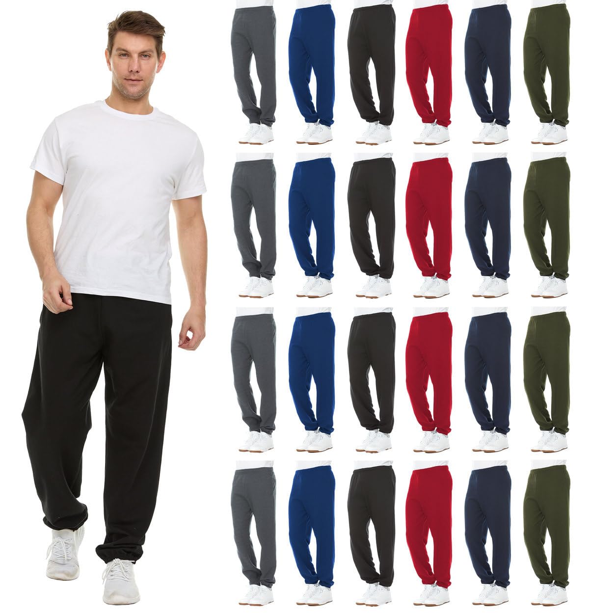 BILLIONHATS 24 Pack Adult Joggers Pants, Mixed Assortment Colorful Jogger Bulk Sweatpants Wholesale for Donations, Homeless