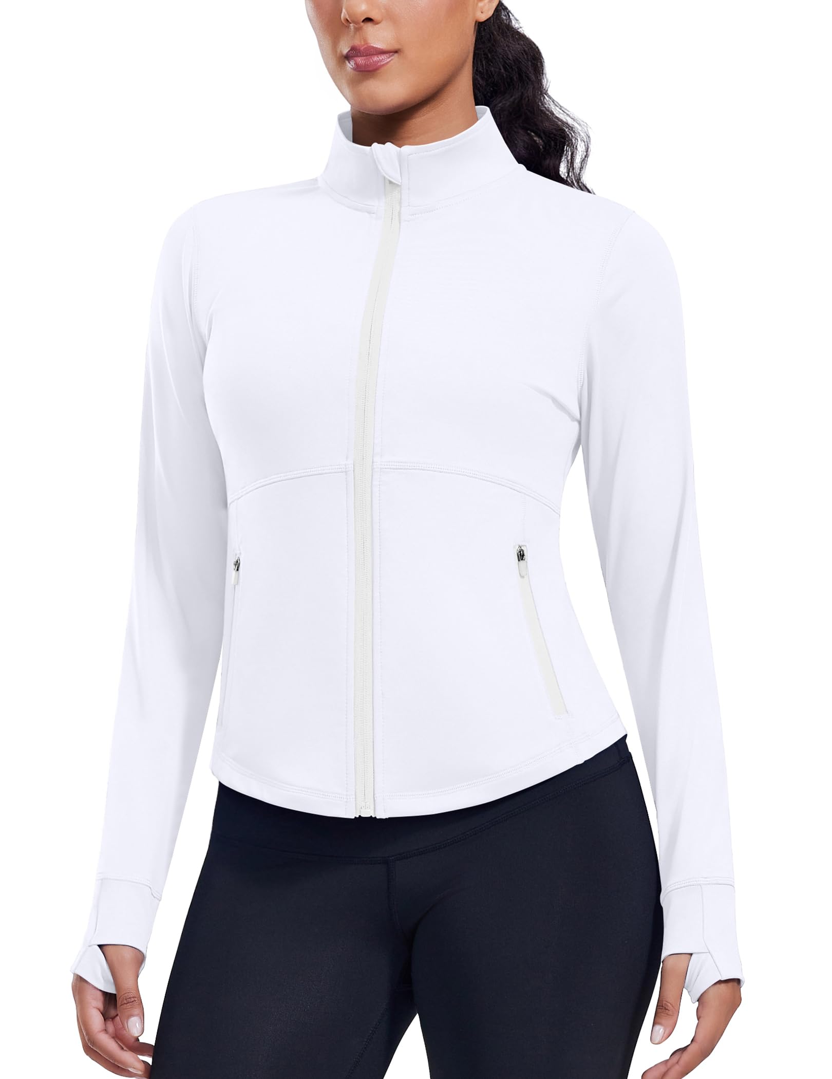 PINSPARK Women’s Cropped Lightweight Full-Zip Running Jacket