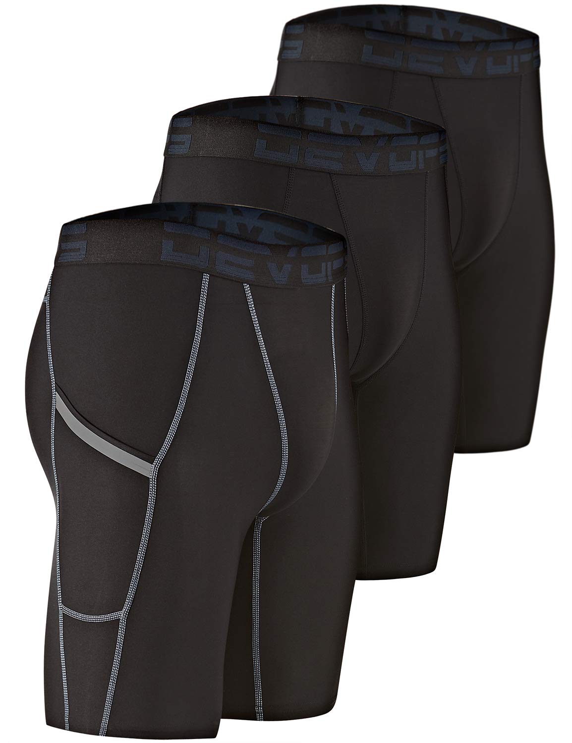 DEVOPS 3 or 5 Pack Men's Compression Shorts with Pocket/Non-Pocket