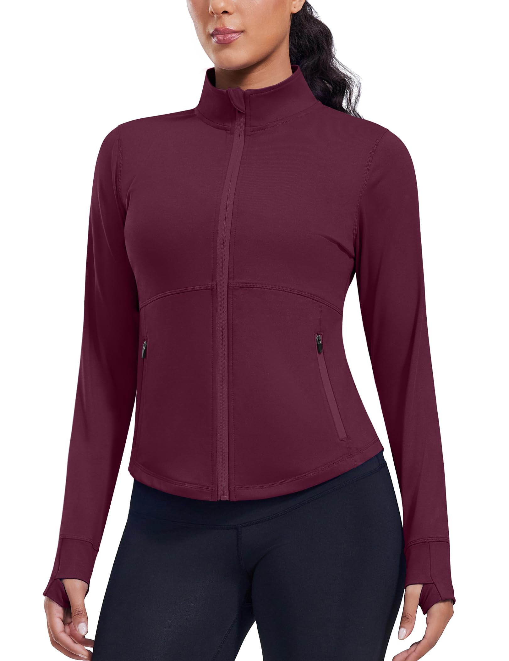 PINSPARK Women’s Cropped Lightweight Full-Zip Running Jacket