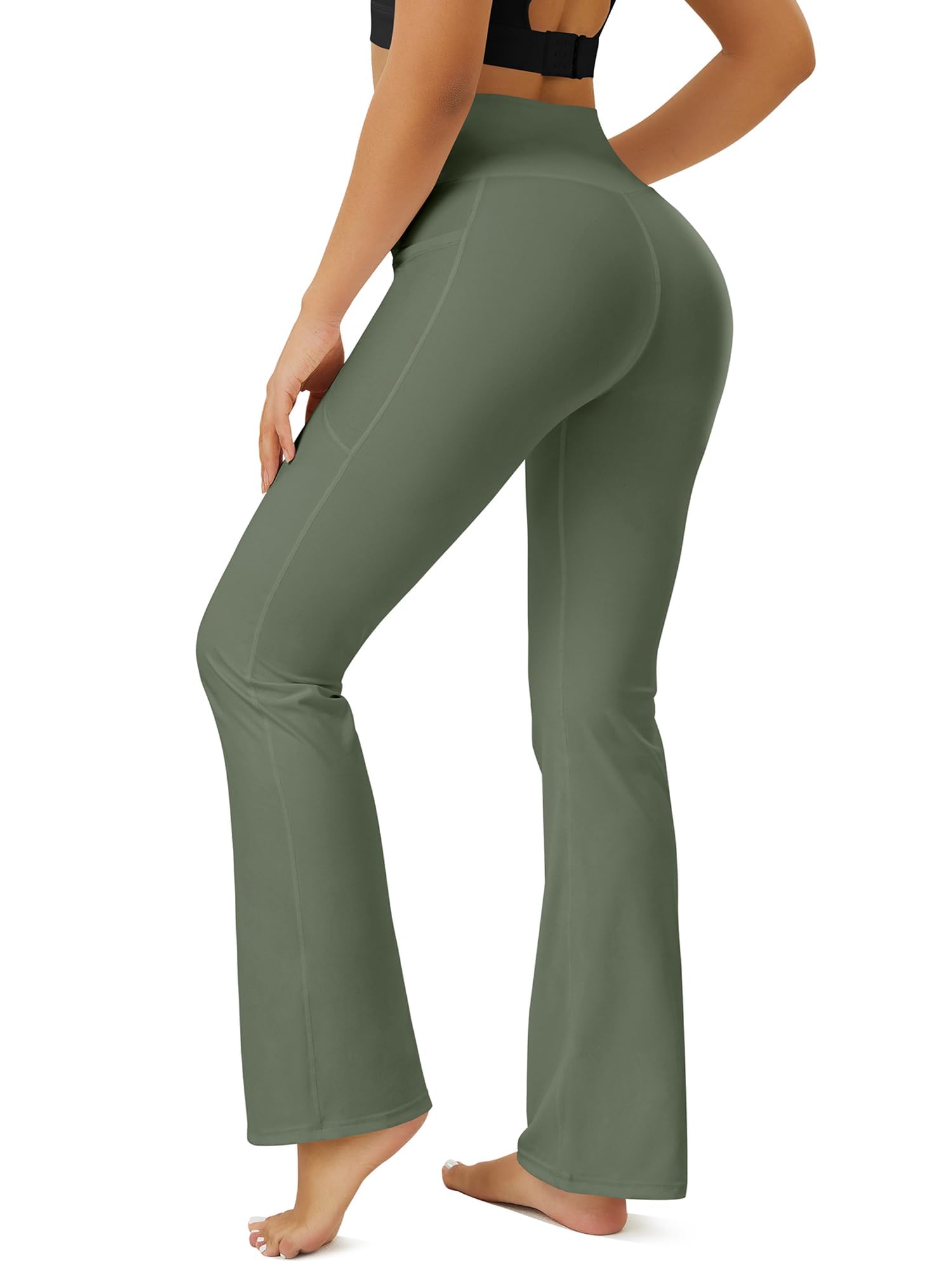 FOHOFO Women’s Crossover High-Waist Flare Yoga Pants
