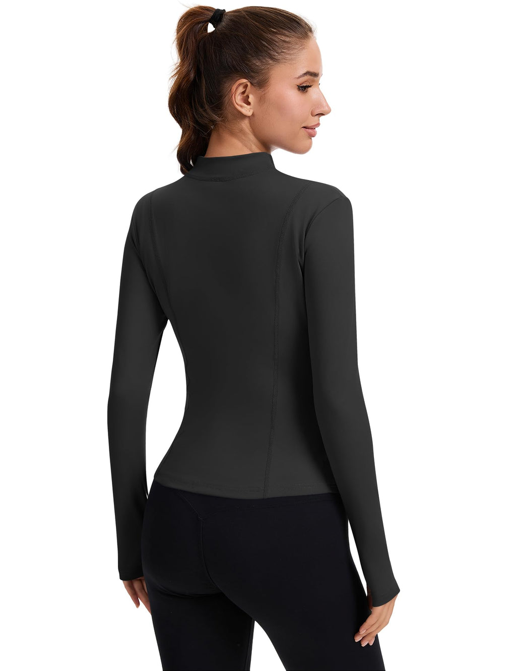 Rapbin Women’s Slim-Fit Full-Zip Workout Jacket with Thumb Holes
