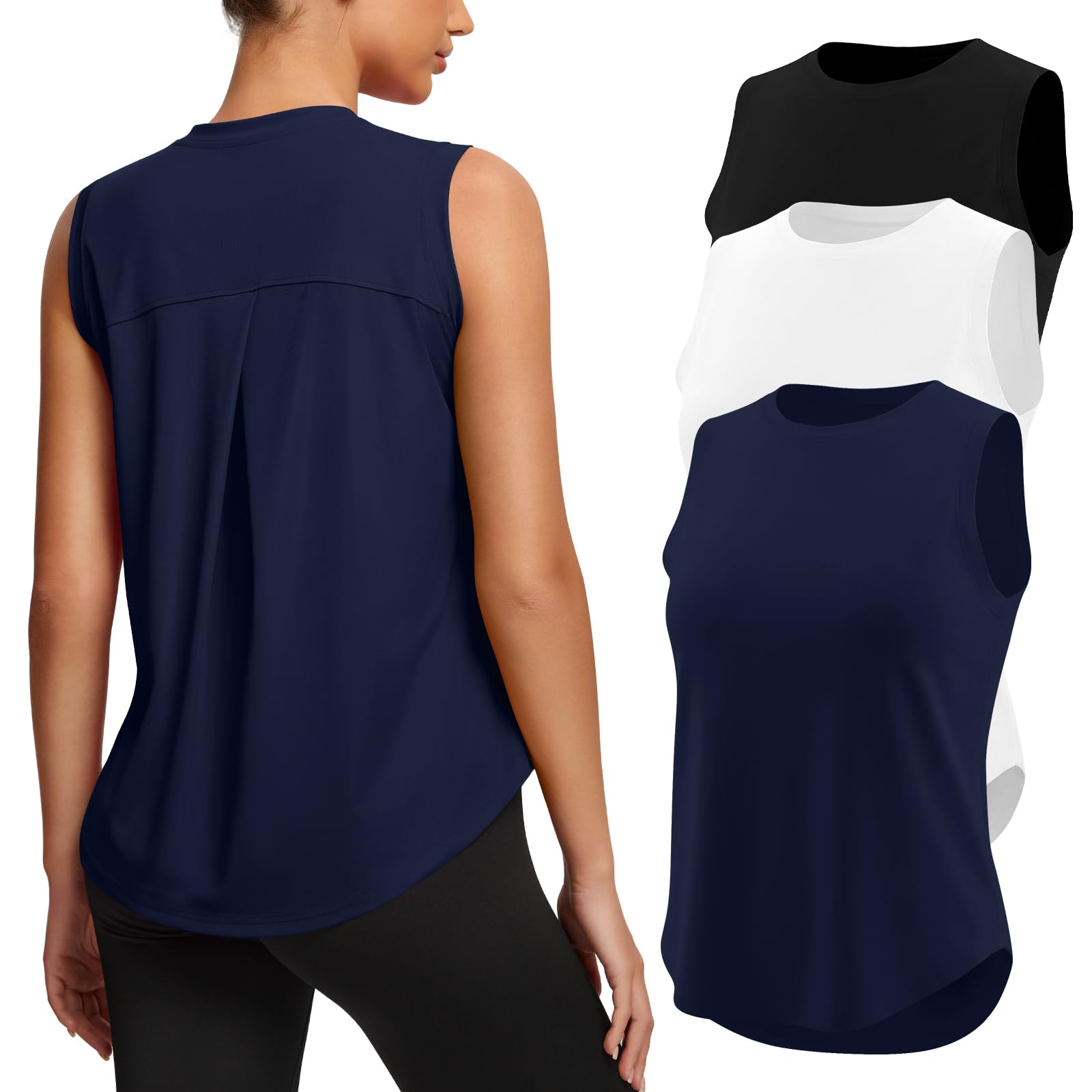 Missclub 3 Pack Workout Tops for Women Athletic Running Yoga Tank Tops