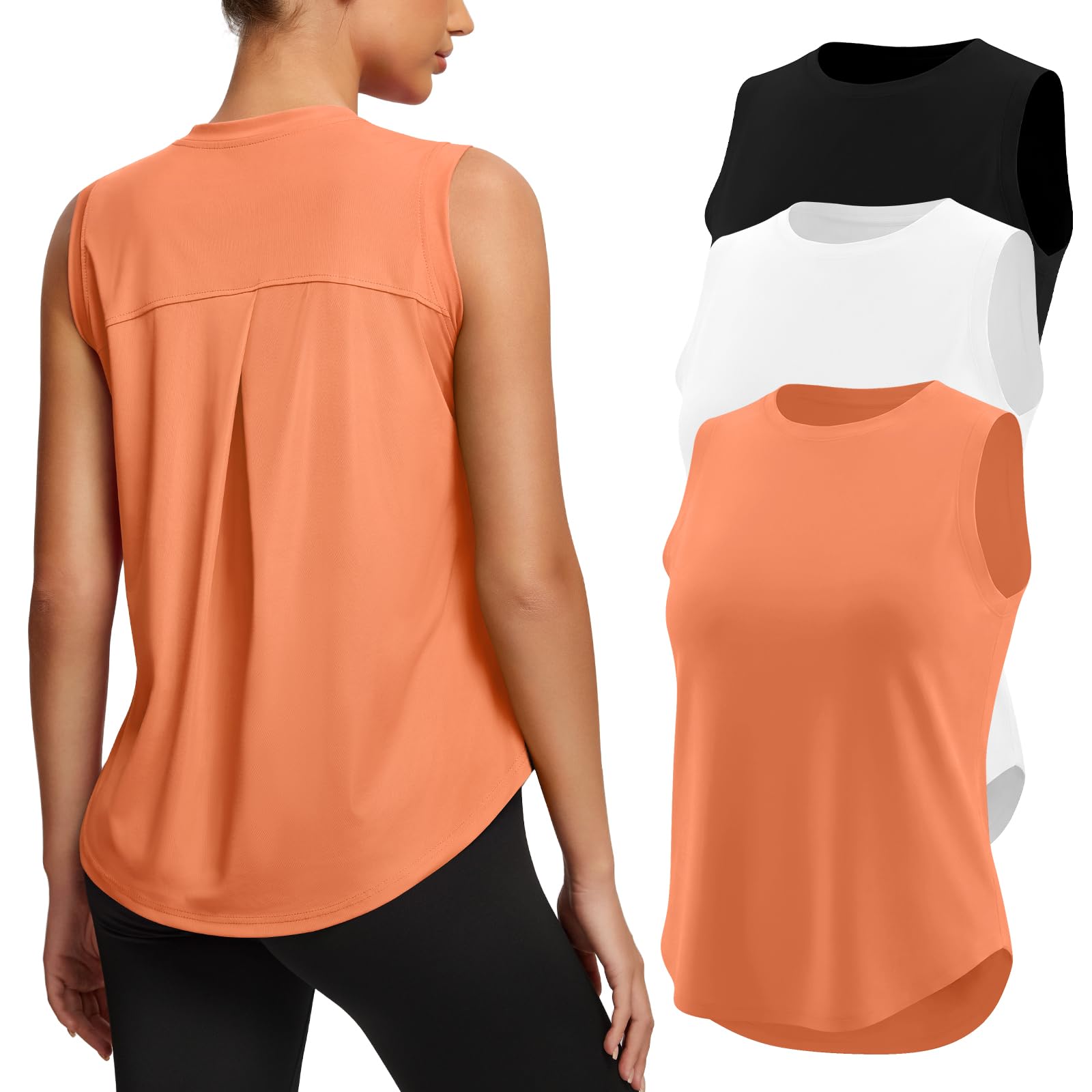 Missclub 3 Pack Workout Tops for Women Athletic Running Yoga Tank Tops